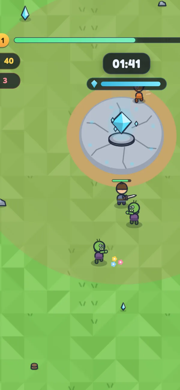 Towers defending the crystal in Kristalis